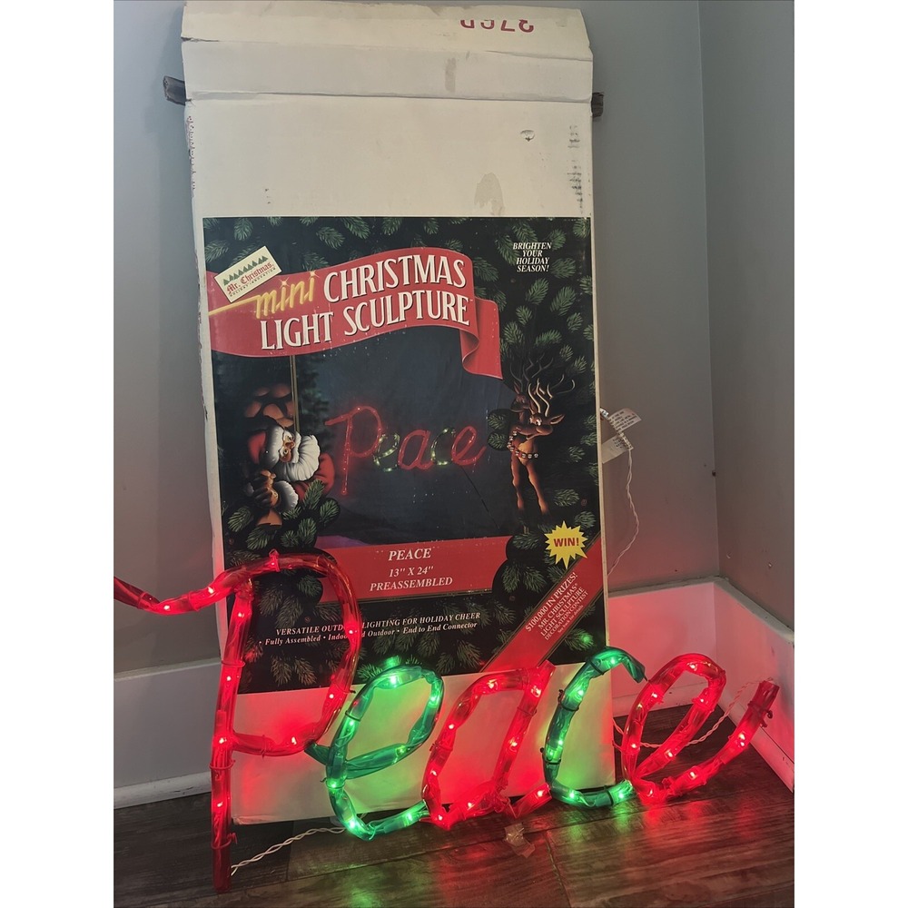Vintage‎ Mr. Christmas Mini Light Sculpture Peace 1993 13x24 Indoor Outdoor